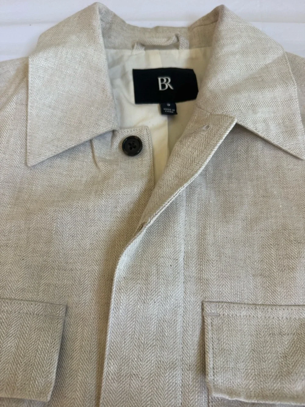 Handsome Banana Republic Beige Linen-Blend Shirt Jacket Men’s Small